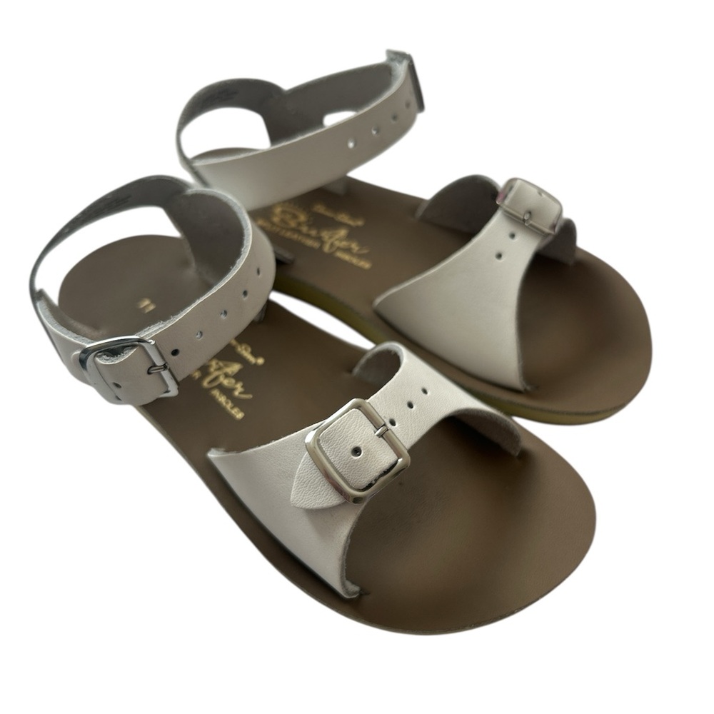 Salt Water Sandals by Hoy White Leather Slip-On Sandals - Picture 3 of 8